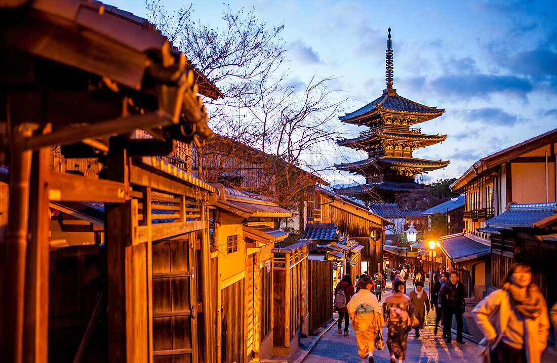 Sanneizaka street and Yasaka Pagoda, Gion district, Kyoto, Japan.