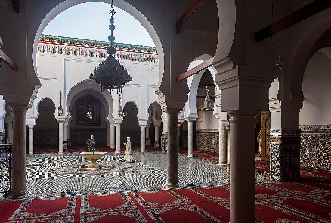 Courtyard, Zaouia (tomb) of Moulay Idriss II, medina, Fez. Morocco