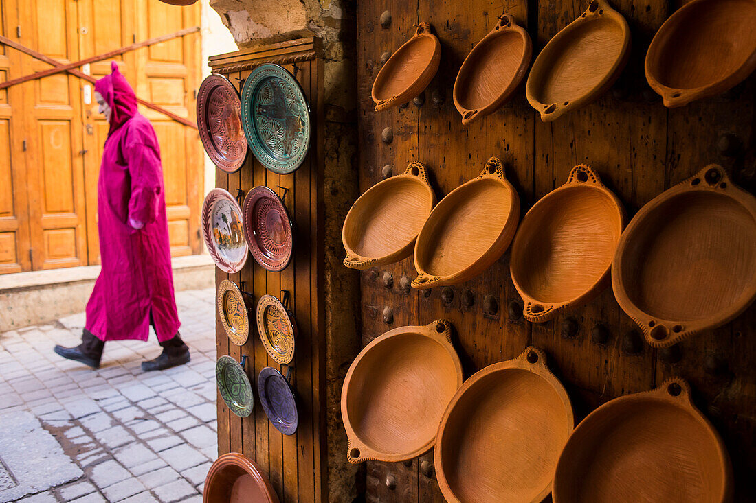Pottery shop, in Talaa Kebira street, medina, Fez. Morocco