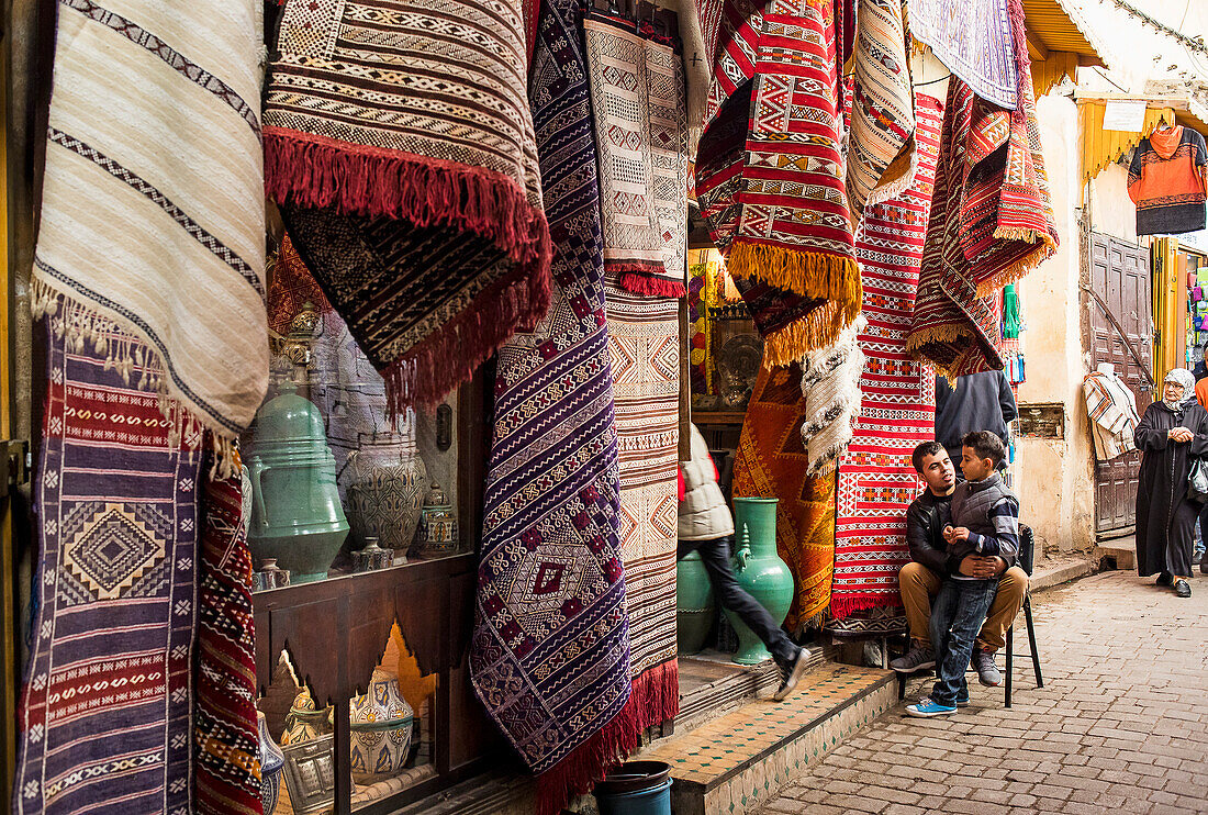 Teppichgeschäft, Medina, Fez. Marokko