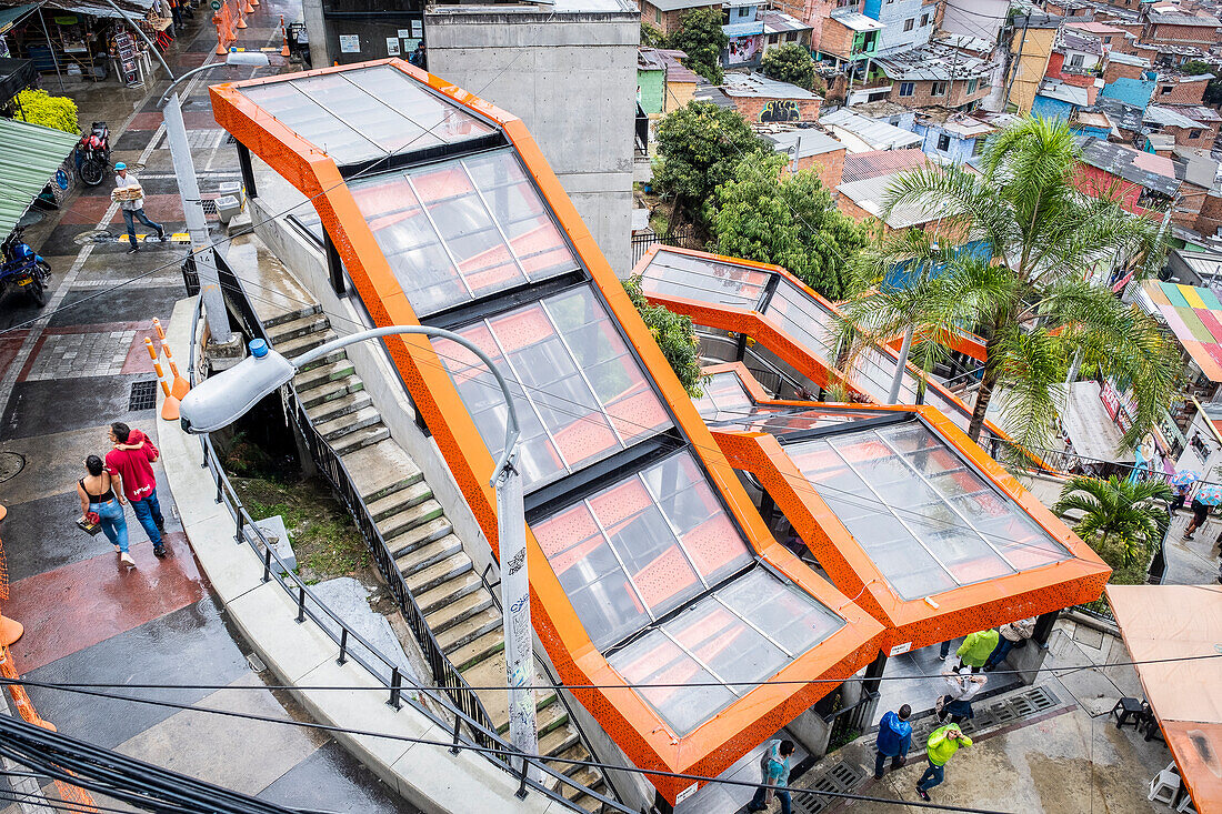 Rolltreppen, Comuna 13, Medellín, Kolumbien