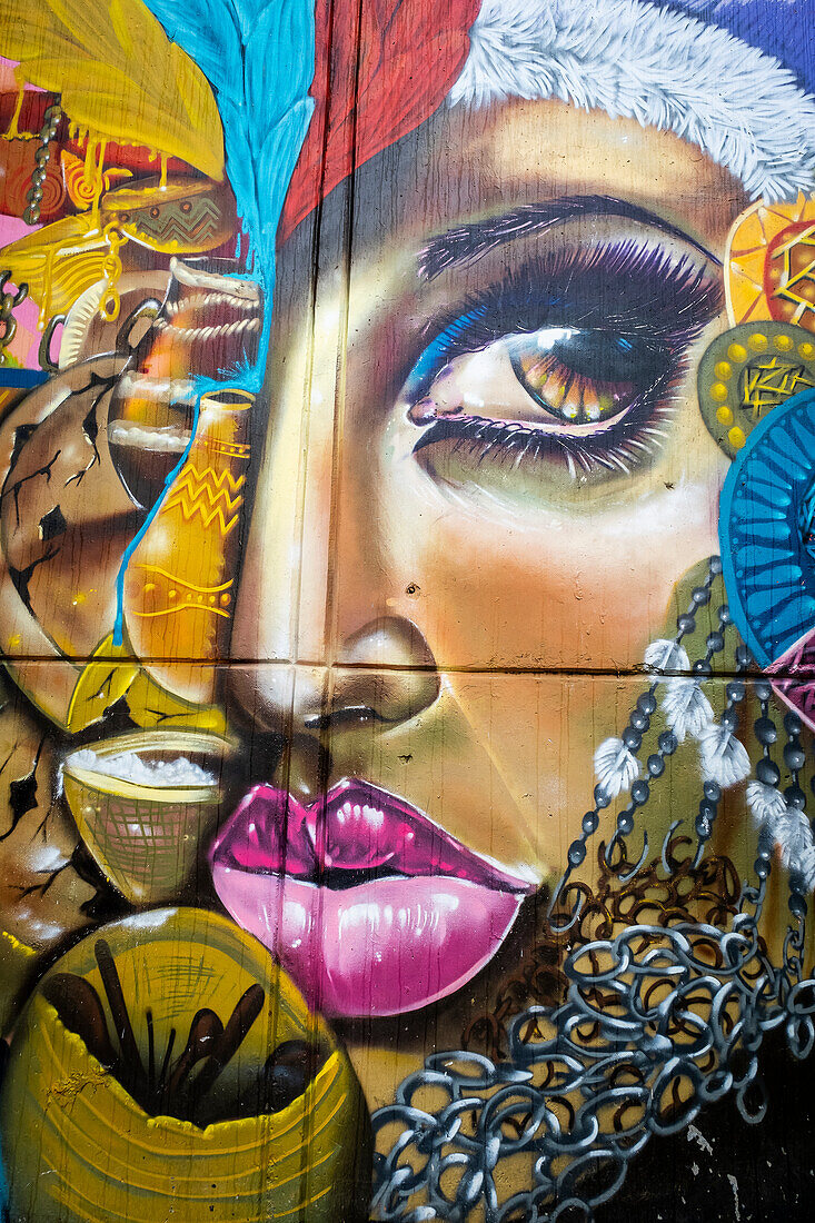 Street art, mural, graffiti, Comuna 13, Medellín, Colombia