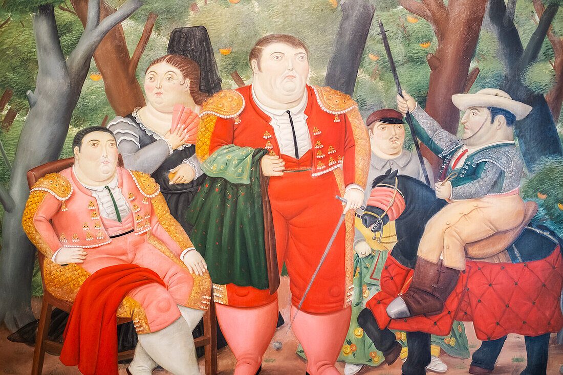 `El Zurdo y su cuadrilla´or "El Zurdo and his Cuadrilla",´.Painting by Fernando Botero, Antioquia Museum, Museo de Antioquia, Medellín, Colombia