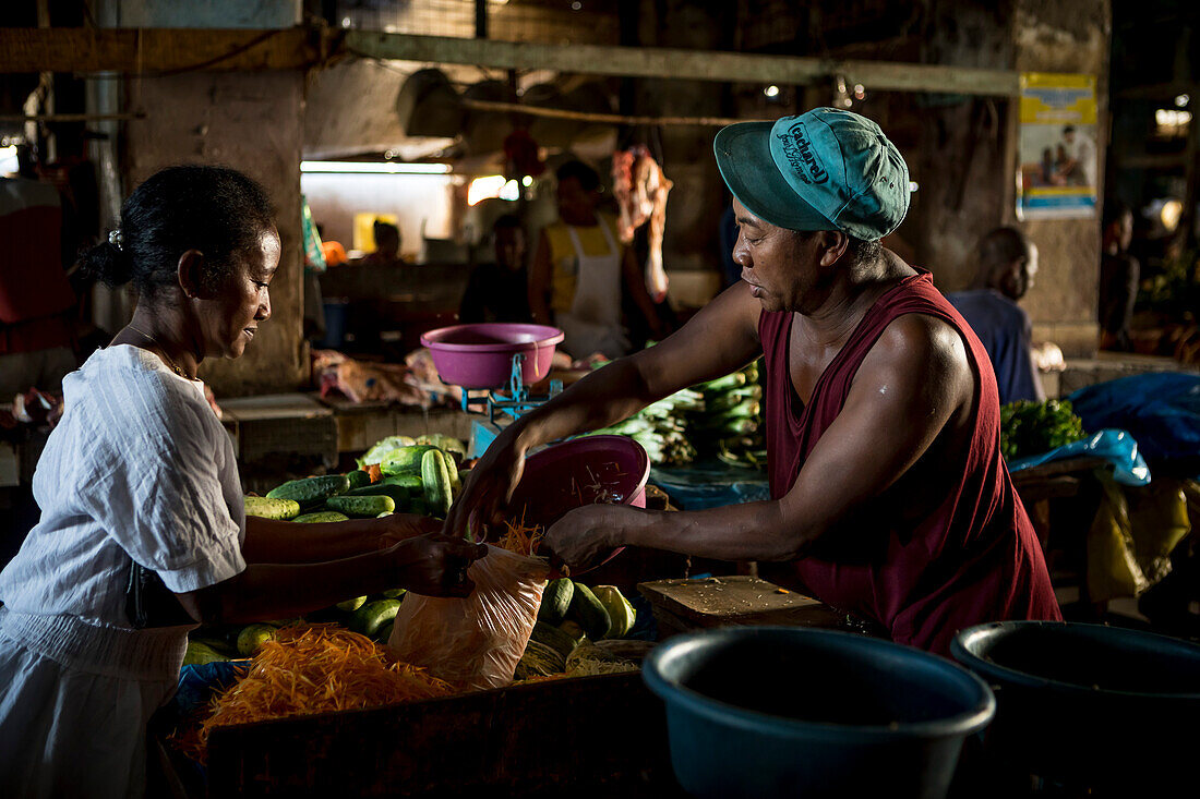 Greengrocery, market, Morondava, Madagascar