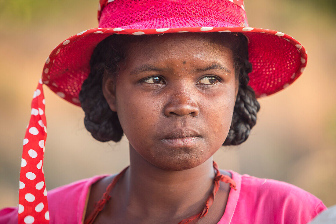Portrait of malagasy woman, surroundings of Manja village, Madagascar