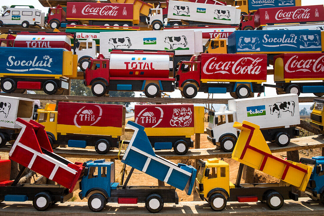 Selling wooden toys on National Highway 7, near Antananarivo, Madagascar