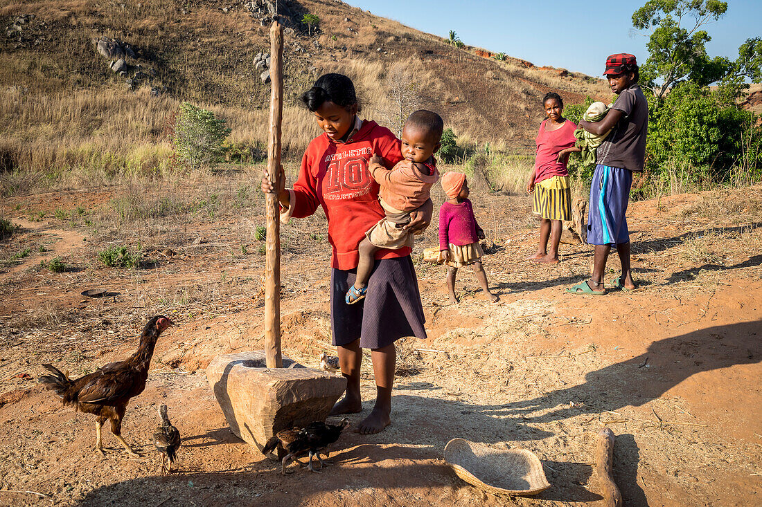 Bauernfamilie, nahe Antananarivo, Madagaskar