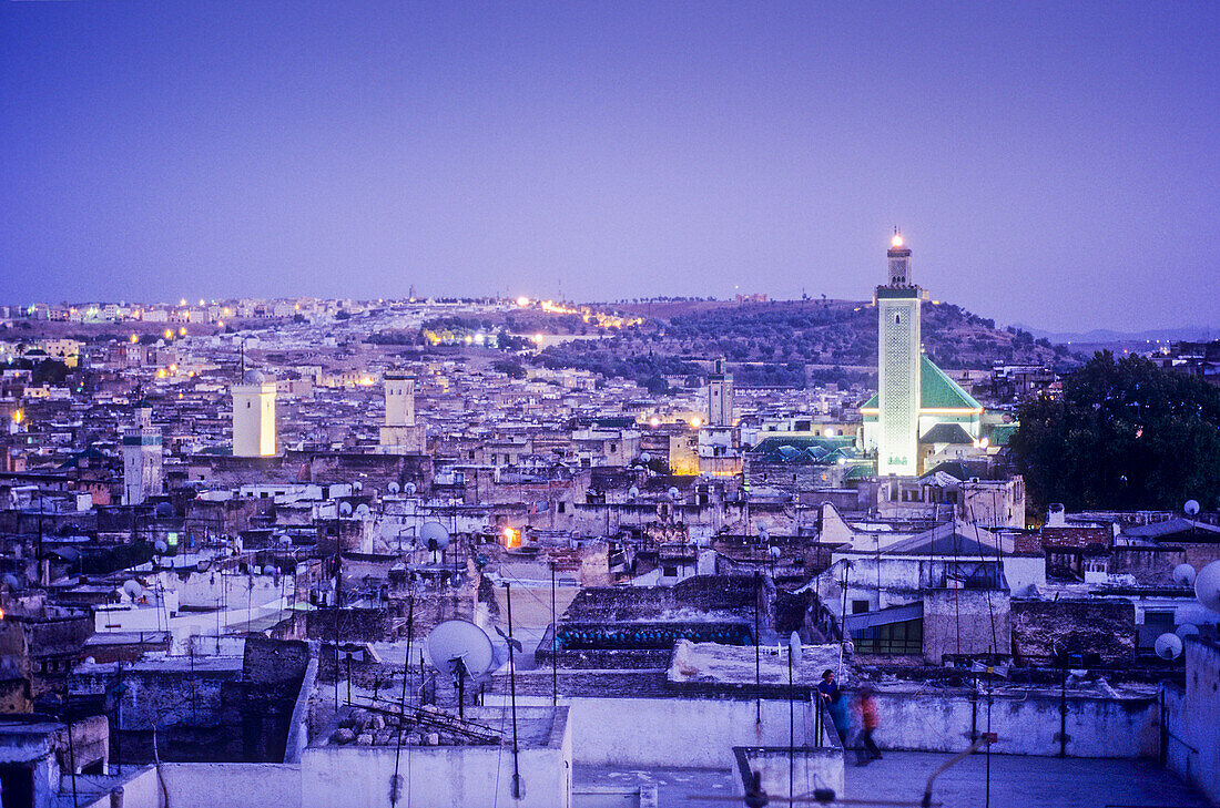 Elevated view over the Medina, UNESCO World Heritage Site, Fez, Morocco, Africa.