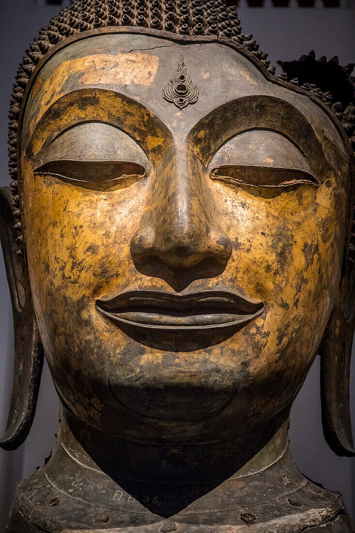 Gesicht, Kopf, Buddha, Skulptur, Statue, Nationalmuseum, Ausstellungshalle 1, Bangkok, Thailand