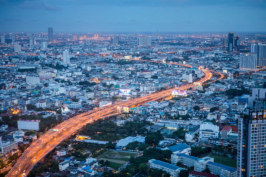 Skyline at night, downtown, Bangkok, Thailand