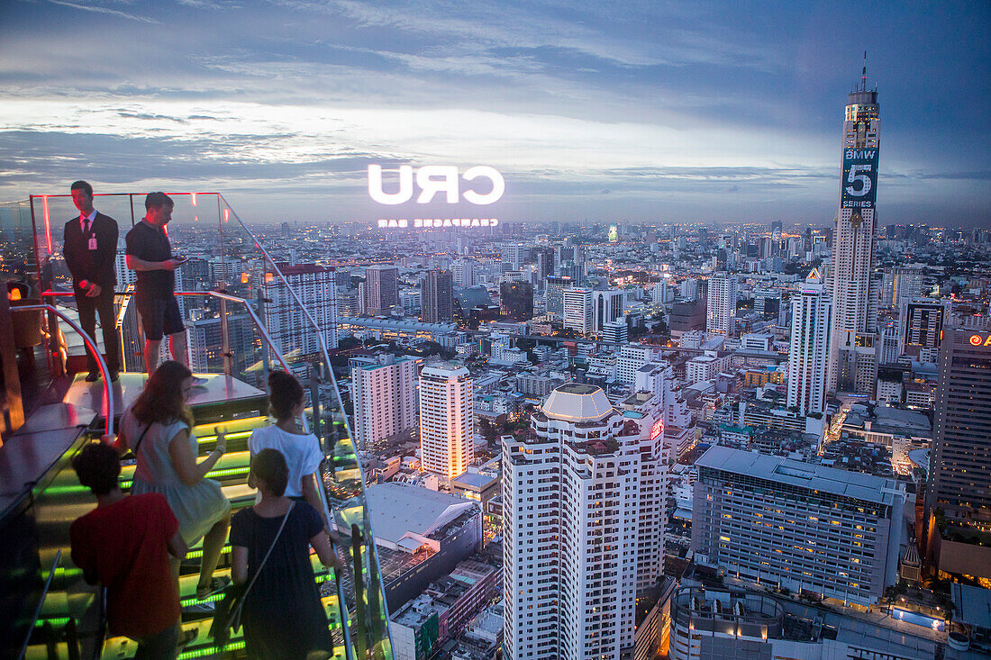 Skyline from Red Sky Restaurant Rooftop. Bangkok. Thailand. On the top of Centara Grand skyscraper in downtown