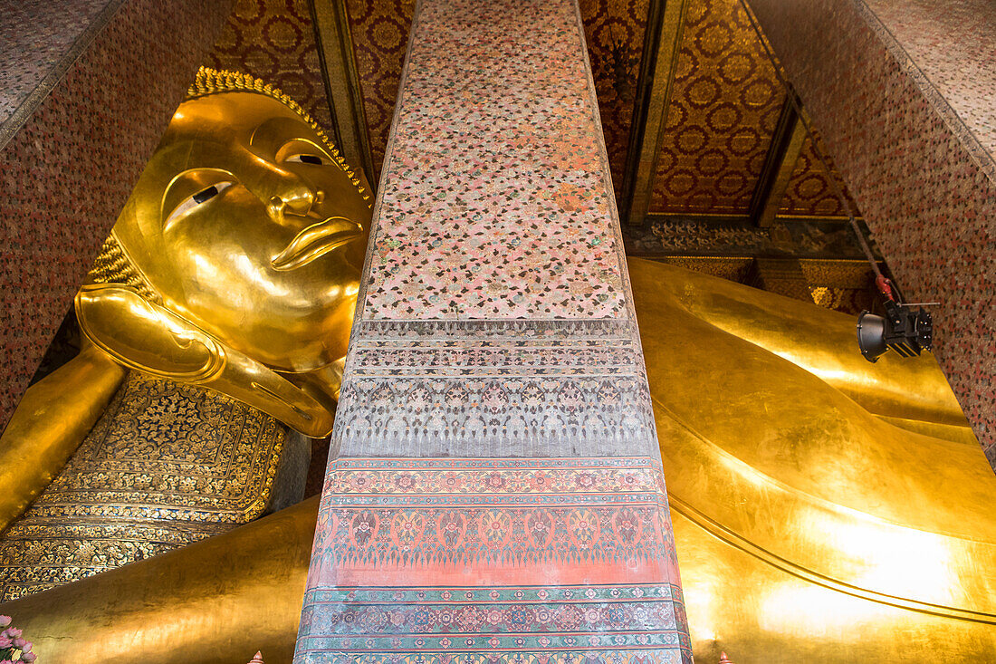 Golden big Buddha, in Wat Pho or Wat Phra Nakhon temple in Bangkok, Thailand