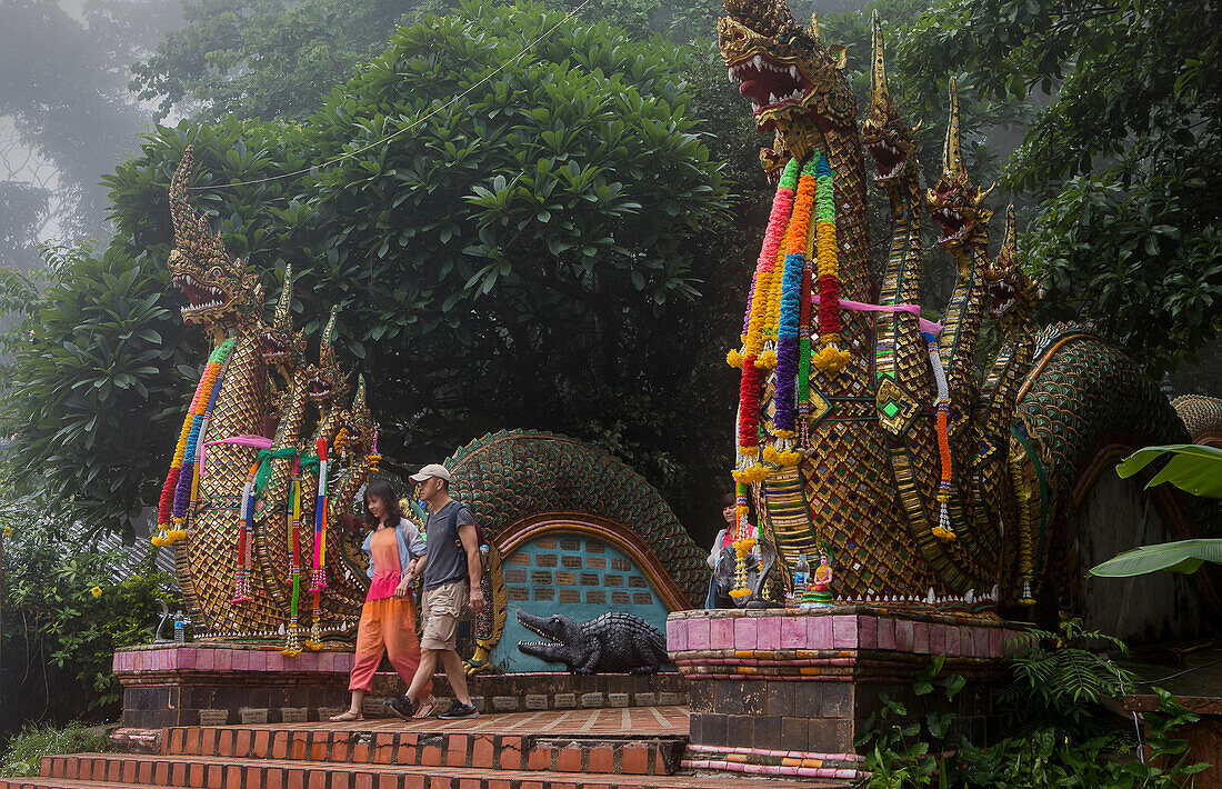 Naga staircase, Wat Phra That Doi Suthep Temple of Chiang Mai, Thailand