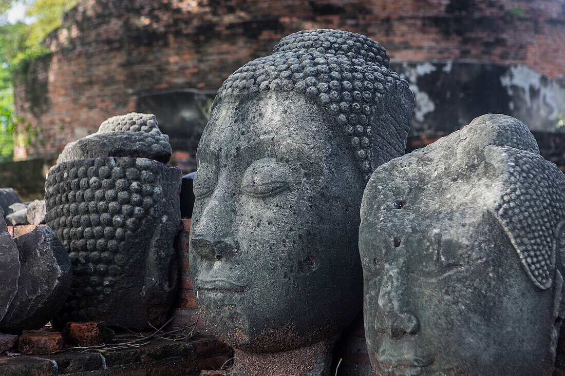 Sculptures pieces, in Wat Ratchaburana temple, Ayuthaya, Thailand