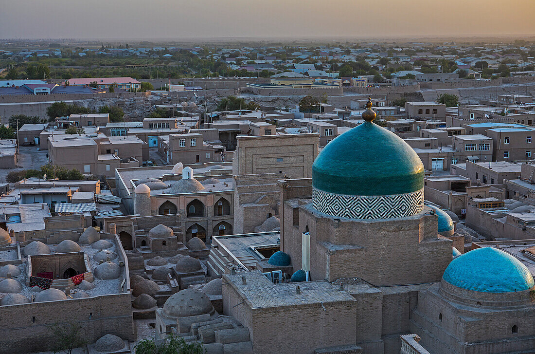 Skyline, Pahlavon Mahmud Mausoleum, Khiva, Uzbekistan