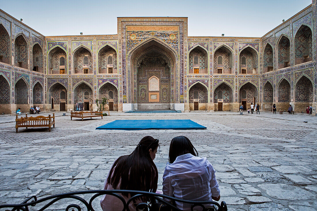 Courtyard of Sher Dor Medressa, Registan, Samarkand, Uzbekistan