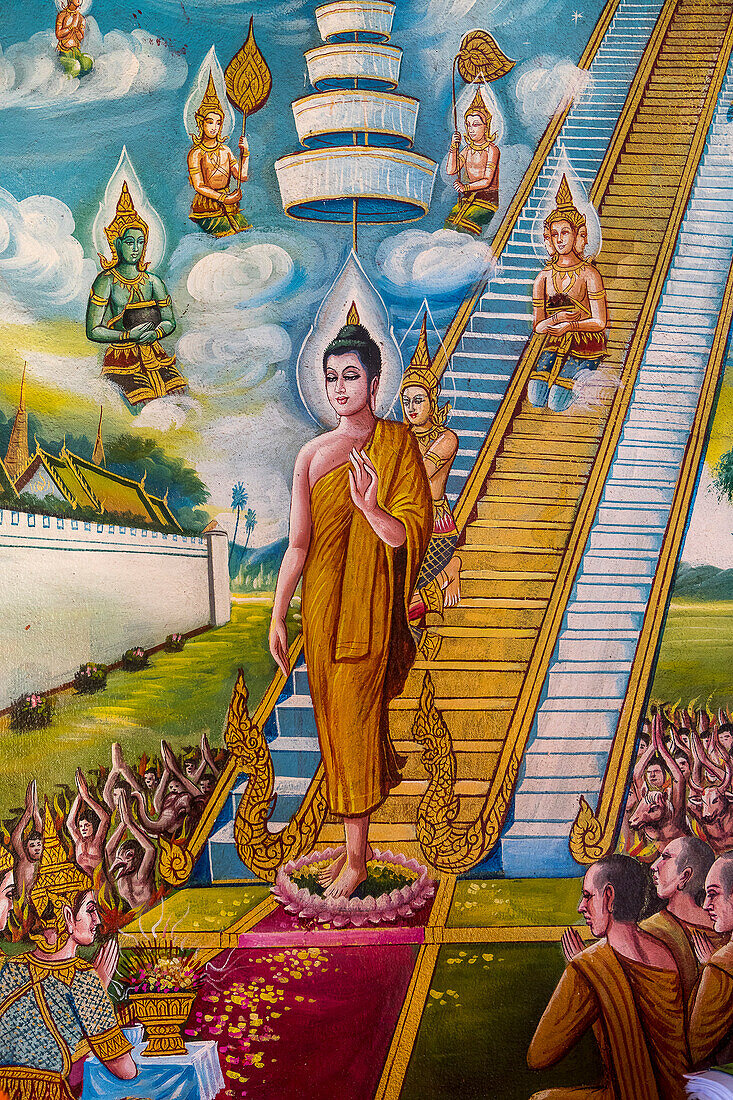 Wandmalereien, im Wat Chiang Man Tempel, Chiang Mai, Thailand, Asien