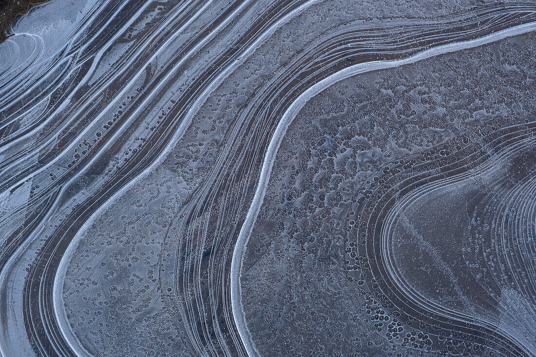 Frozen water that comes from the melting of the glacier. Near Aneto glacier, Posets-Maladeta Natural Park, Benasque, Pyrenees, Spain