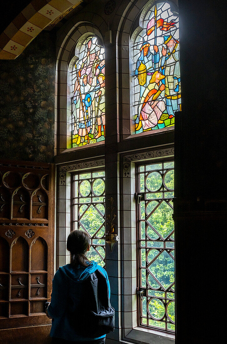 Cardiff Castle, window in the dining room, Cardiff, Wales