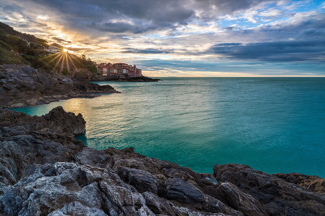 Tellaro at sunrise, La Spezia, Lerici, Liguria, Italy, Southern Europe