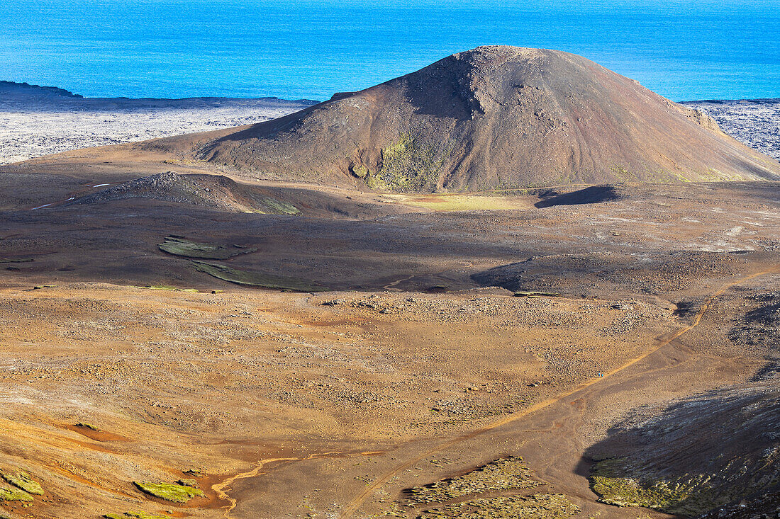 Lavafelder am Vulkan Fagradalsfjall, Halbinsel Reykjanes, Sudurland, Island, Nordeuropa