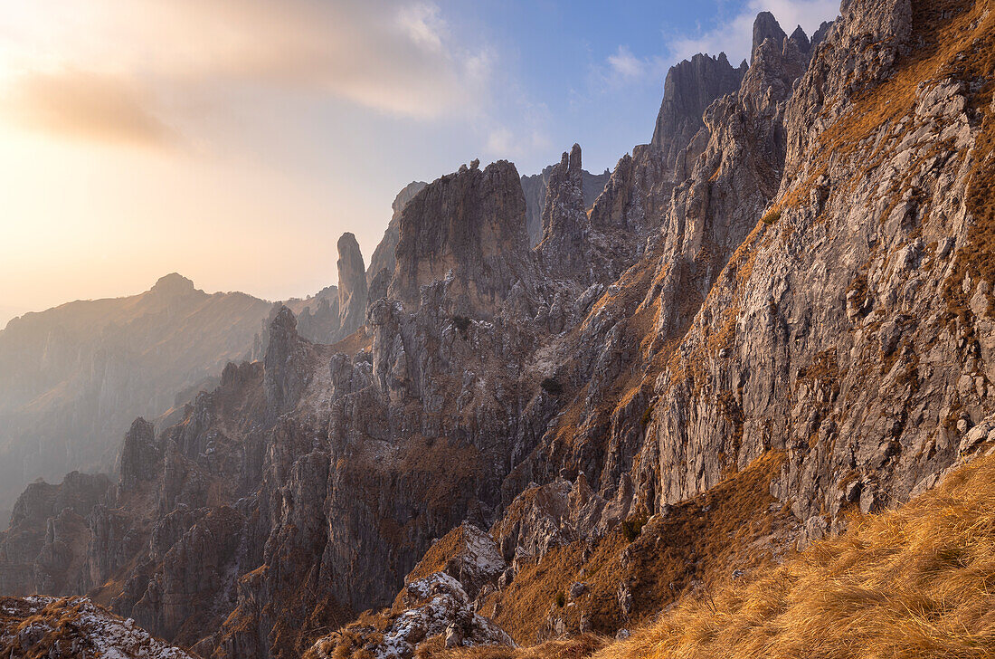 Sunset from Sentiero delle Foppe, Grignetta, Lecco, Lombardy, Italy, Southern Europe