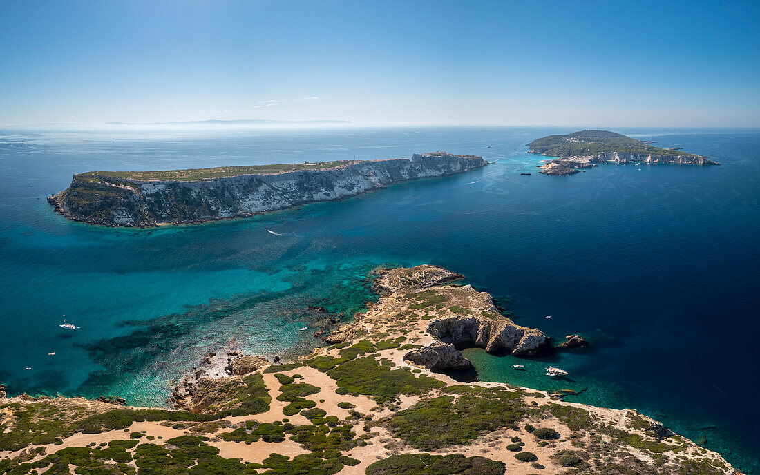 View of the archipelago of Isola san Nicola and Isola san Domino from Isola di Capraia. Tremiti Islands, Foggia district, Puglia, Italy.