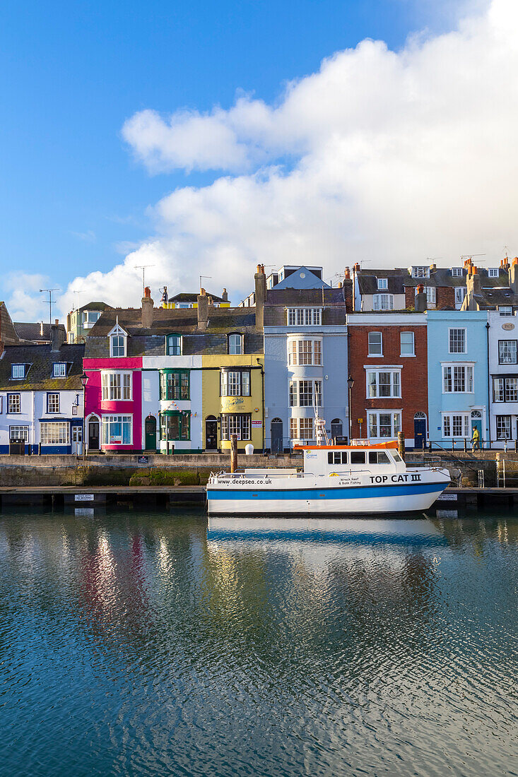 Morning view of the Weymouth harbor. Weymouth, Jurassic coast, Dorset, England, United Kingdom.