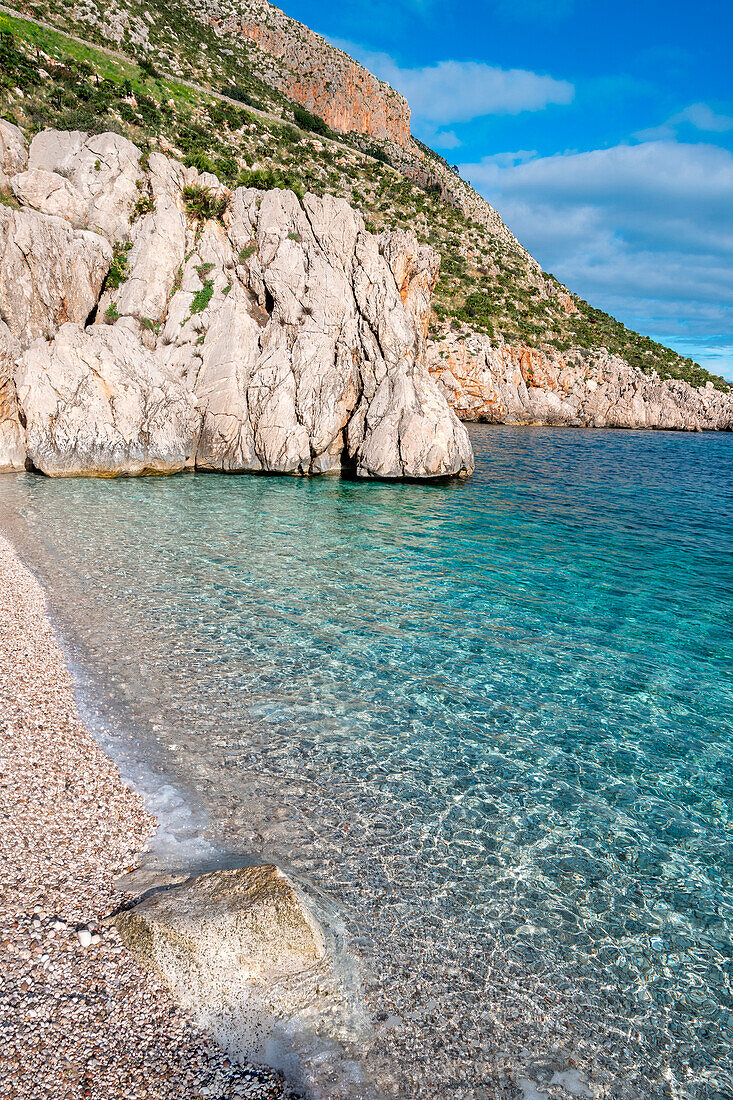 Cala Tonnarella dell’Uzzo, natural Zingaro Reserve, Castellammare del Golfo and San Vito Lo Capo, Trapani province, Sicily, Italy