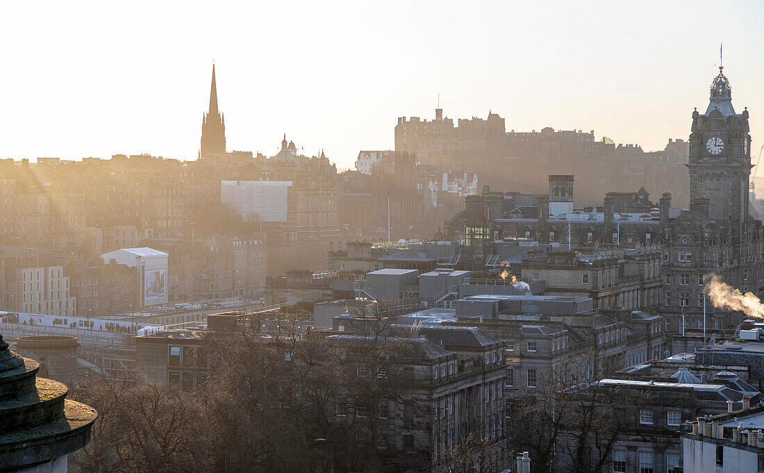 Europe, United Kingdom, Great Britain,Scotland. sunset from Calton hill