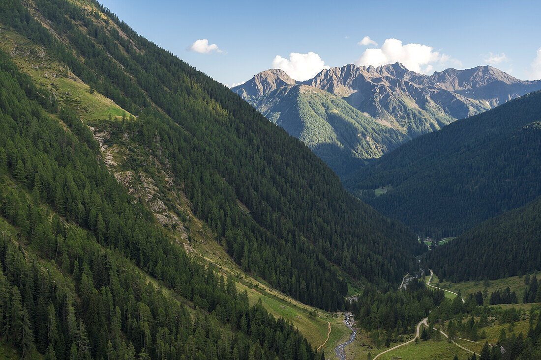 View on Rabbi Valley, Bagni di Rabbi, Rabbi, Autonomous Province of Trento, Trentino Alto-Adige/Sudtirol, Italy