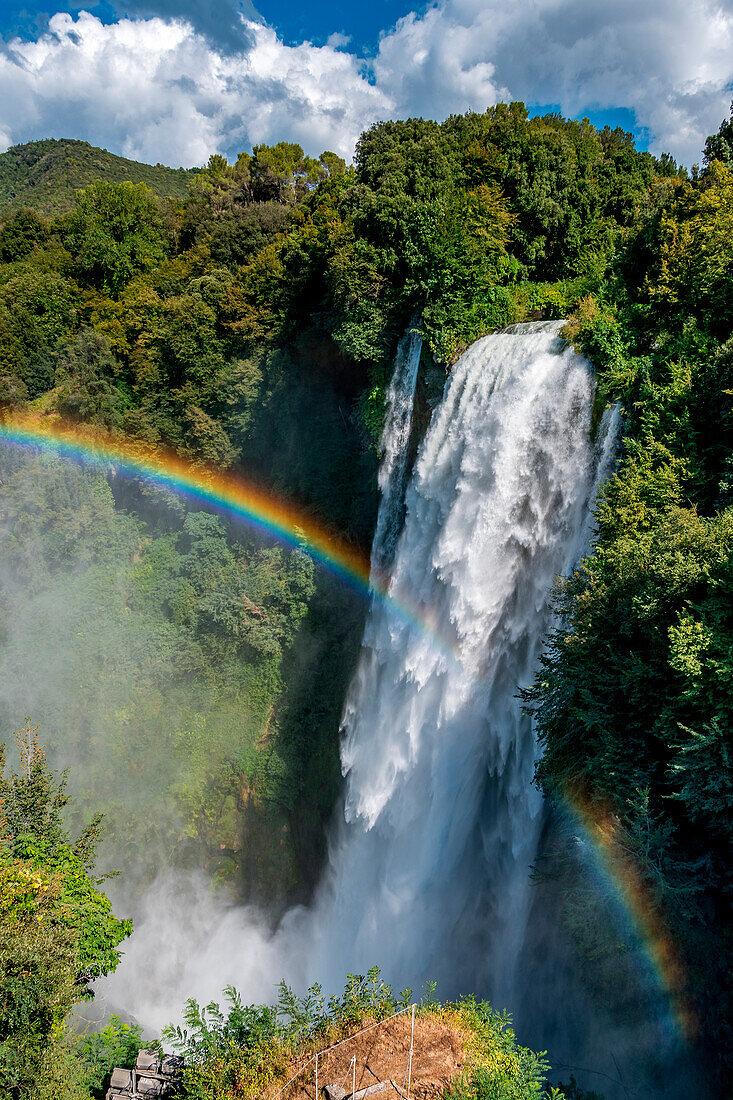 Marmore Falls with rainbow, Umbria, Italy,Europe