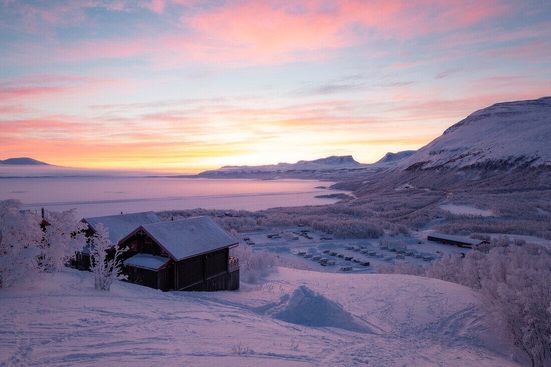 Europe, Lapland, Sweden, Abisko: stunning sunrise over the Abisko National Park