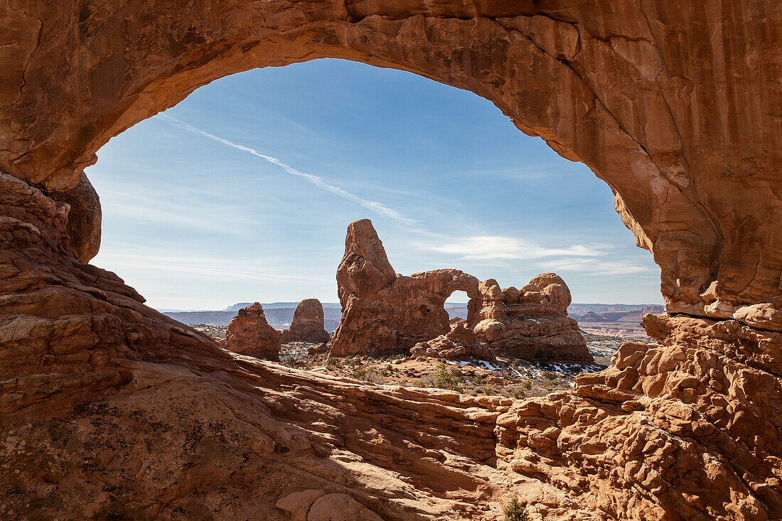 USA, Utah, Arches-Nationalpark: Turret Arch vom Nordfenster aus