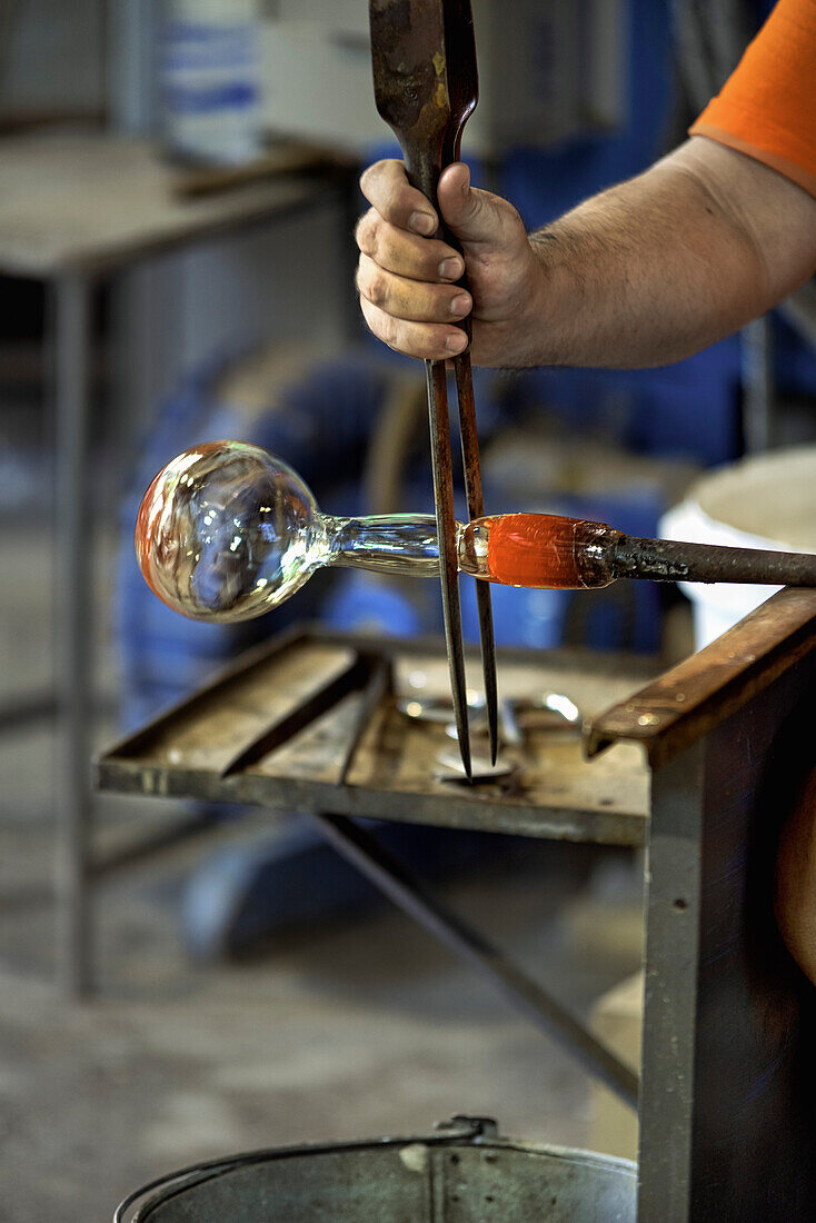 Murano, work scenes during the creation of the typical Murano glass; Murano, Italy, Europe, south Europe