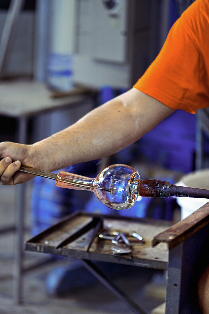 Murano, work scenes during the creation of the typical Murano glass; Murano, Venice, Veneto, Italy, Europe, south Europe