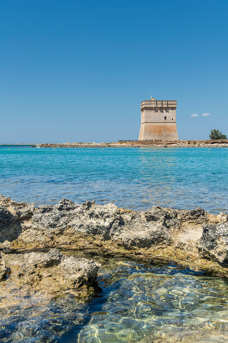 Torre Lapillo, Porto Cesareo, Provinz Lecce, Salento, Apulien, Italien. Der Torre Chianca
