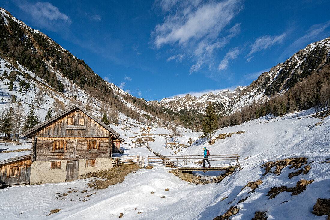 Percha / Perca, Provinz Bozen, Südtirol, Italien, Europa. Die Haidacher Hütte im Oberwielenbachtal
