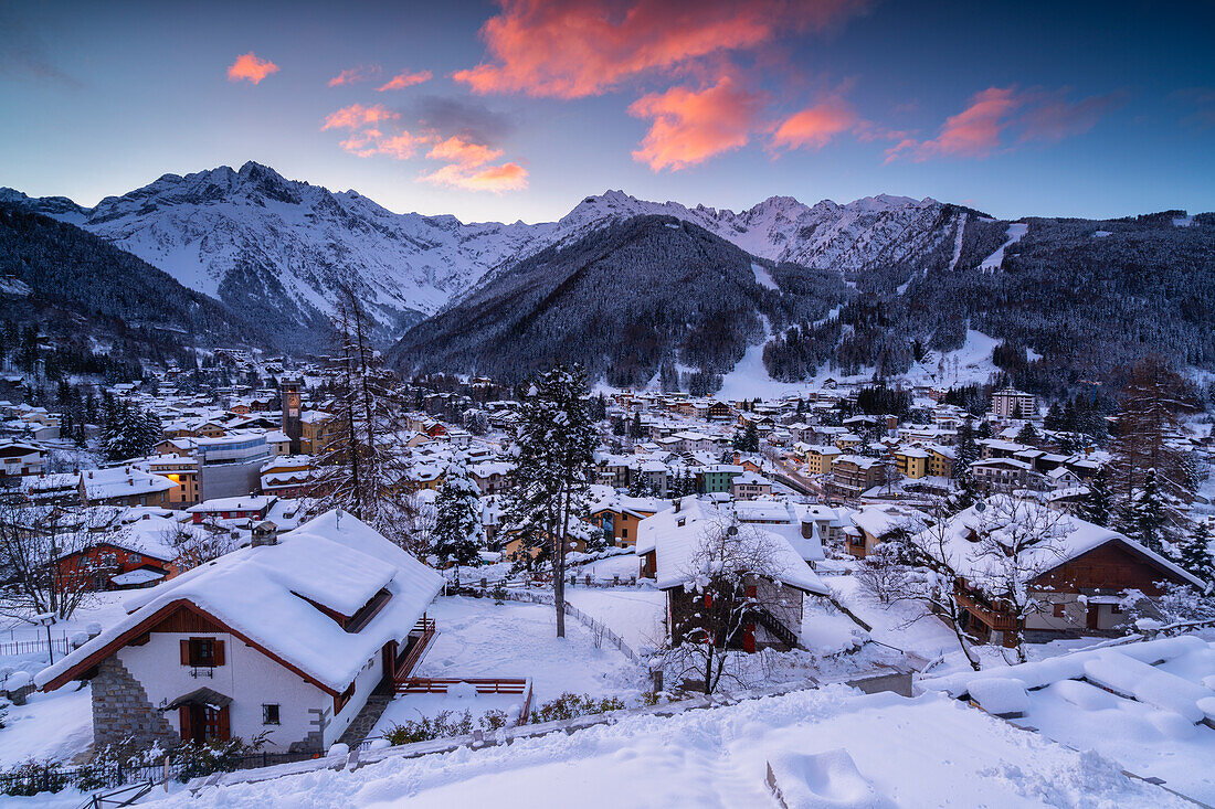 Sunrise in Ponte di Legno, Brescia province, Lombardy district, Italy, Europe.