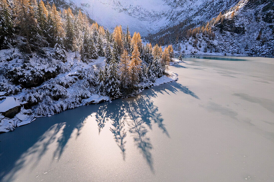 Autumn season in Adamello park, Aviolo lake in Brescia province, Lombardy district, Italy, Europe.