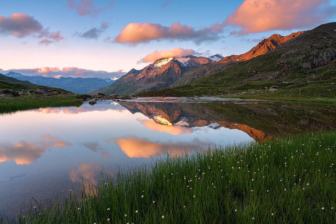 Sunset in Gaviapass in summer season, Brescia province in Lombardy district, Italy.