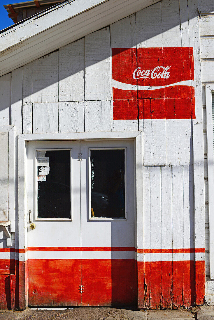 Coca Cola logo painted on wall, Santa Rosalia, Baja California Sur, Mexico