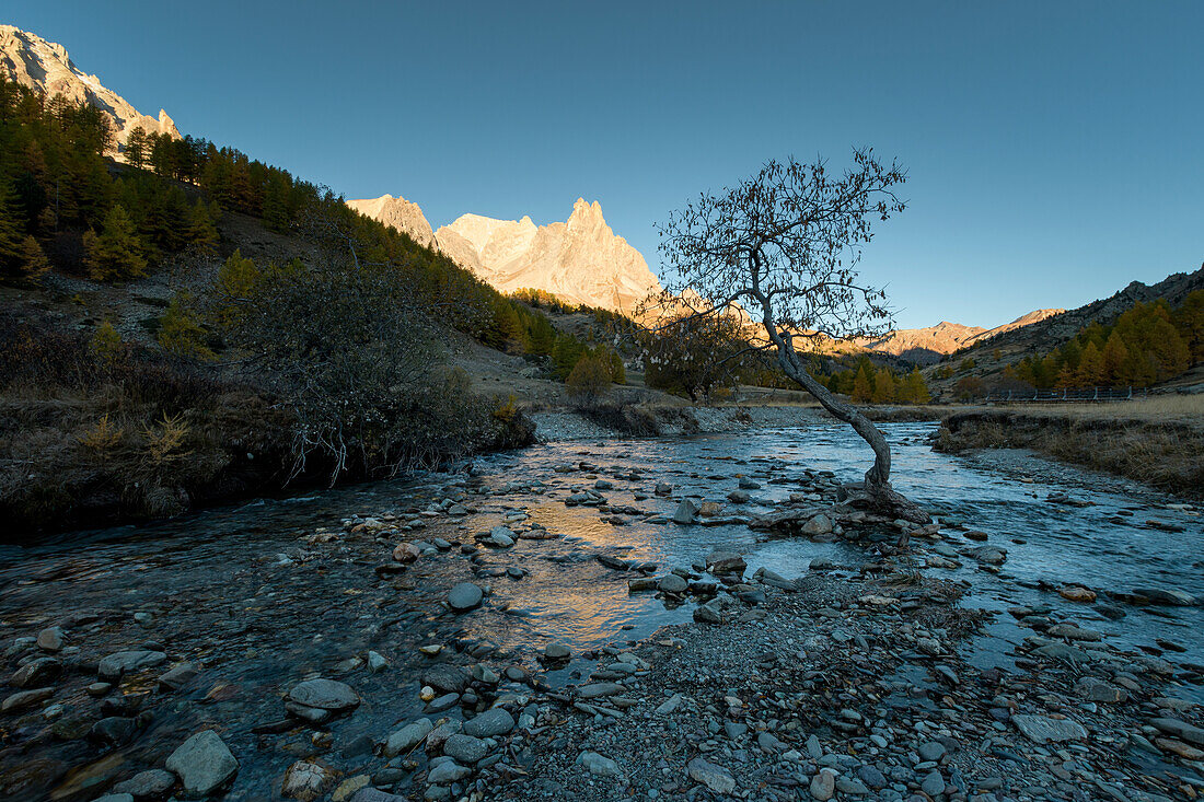 Autumn Sunrise in Claree Valley, Nevache, Hautes Alpes, French Alps, France