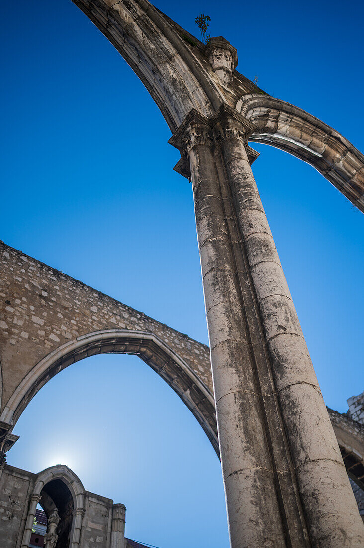 Carmo Convent (Convento da Ordem do Carmo), a former Catholic convent ruined during the 1755 and home of the The Carmo Archaeological Museum (MAC), Lisbon, Portugal