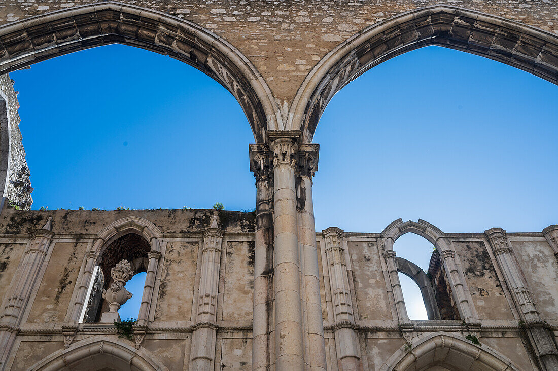 Carmo Convent (Convento da Ordem do Carmo), a former Catholic convent ruined during the 1755 and home of the The Carmo Archaeological Museum (MAC), Lisbon, Portugal