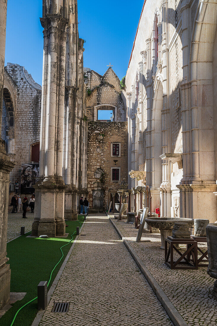 Carmo Convent (Convento da Ordem do Carmo), a former Catholic convent ruined during the 1755 and home of the The Carmo Archaeological Museum (MAC), Lisbon, Portugal