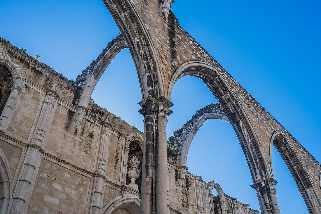 Carmo Convent (Convento da Ordem do Carmo), a former Catholic convent ruined during the 1755 and home of the The Carmo Archaeological Museum (MAC), Lisbon, Portugal