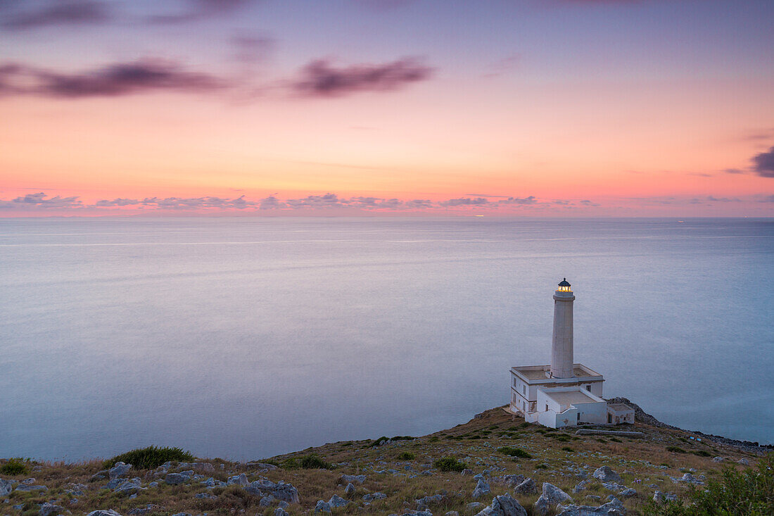 Leuchtturm Palascia in Kap Otranto, Bezirk Otranto, Apulien, Italien