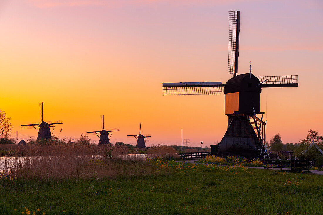 Windmills in Kinderdijk, South Holland, Netherlands