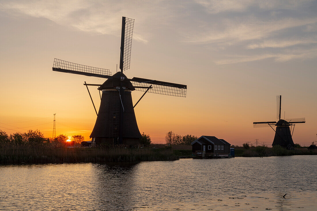 Windmills in Kinderdijk, South Holland, Netherlands